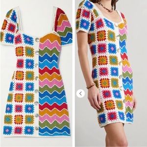 Farm Rio Mixed Textures Crochet Dress